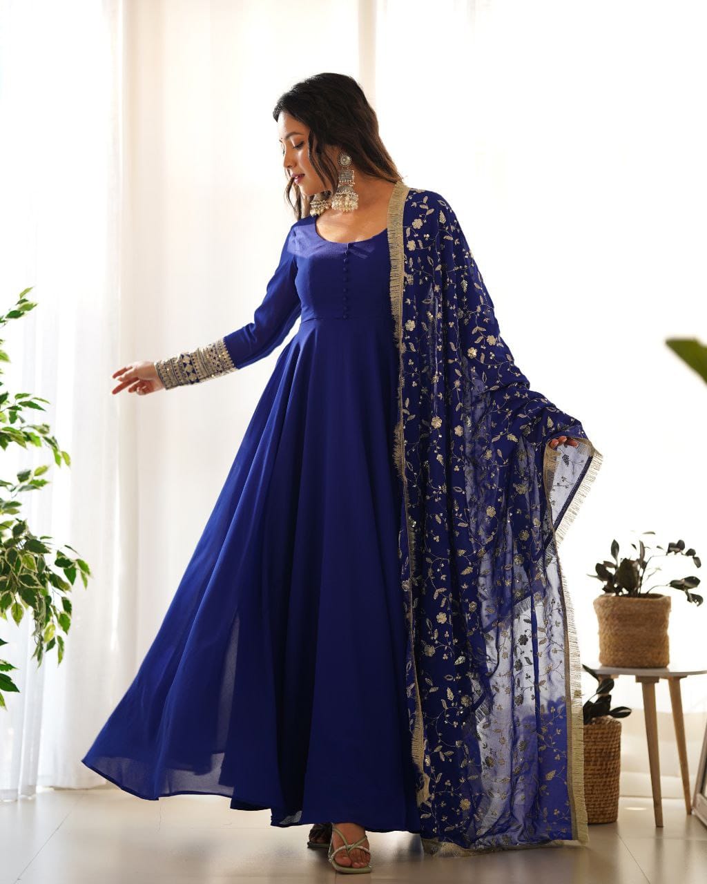 WINE CLOR ROYAL SOFT GEORGETTE FULLY FLAIR ANARKALI GOWN WITH DUPATTA
