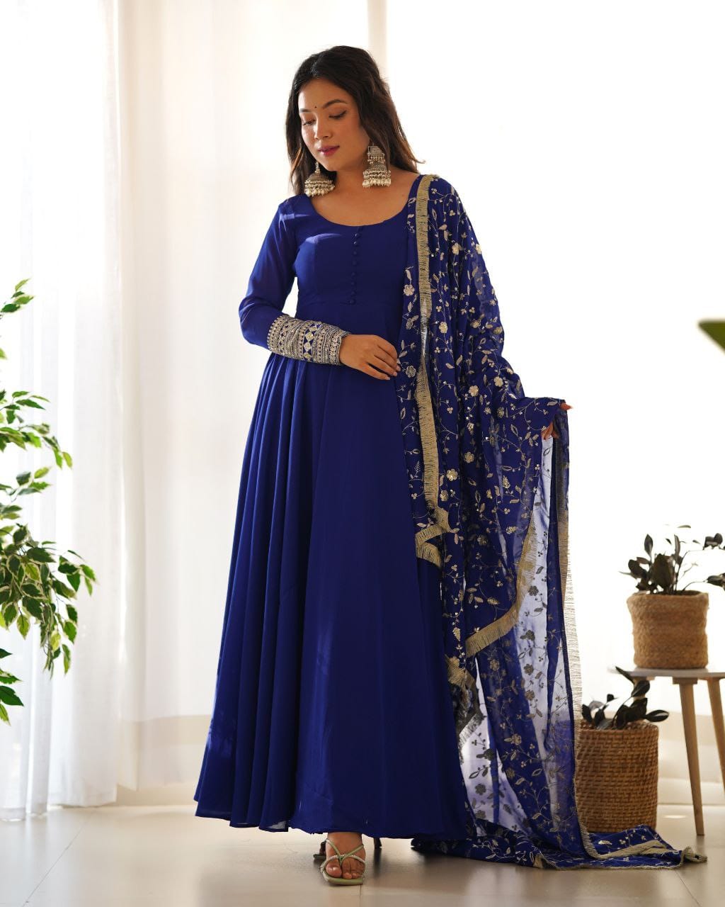 WINE CLOR ROYAL SOFT GEORGETTE FULLY FLAIR ANARKALI GOWN WITH DUPATTA