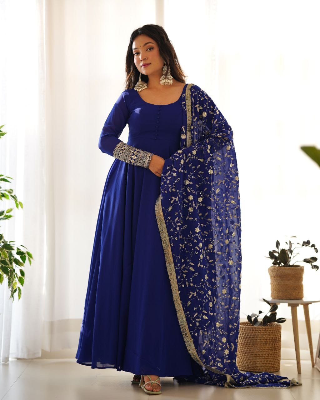 WINE CLOR ROYAL SOFT GEORGETTE FULLY FLAIR ANARKALI GOWN WITH DUPATTA