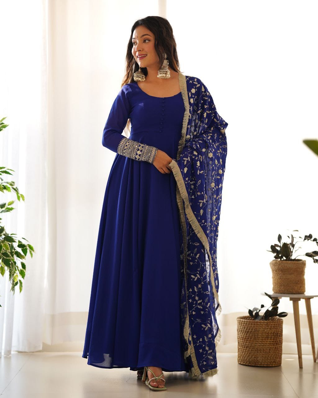 WINE CLOR ROYAL SOFT GEORGETTE FULLY FLAIR ANARKALI GOWN WITH DUPATTA