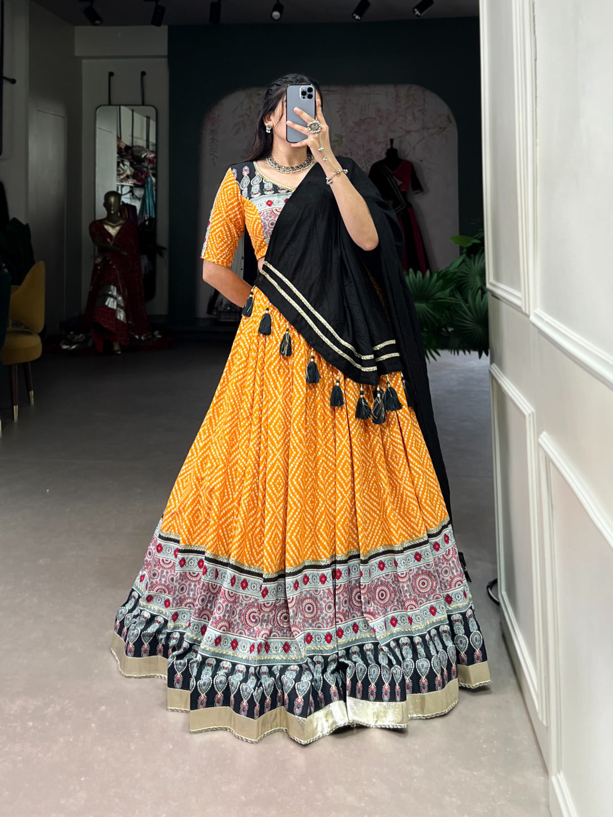 YELLOW BANDHNI PRINT LEHENGA