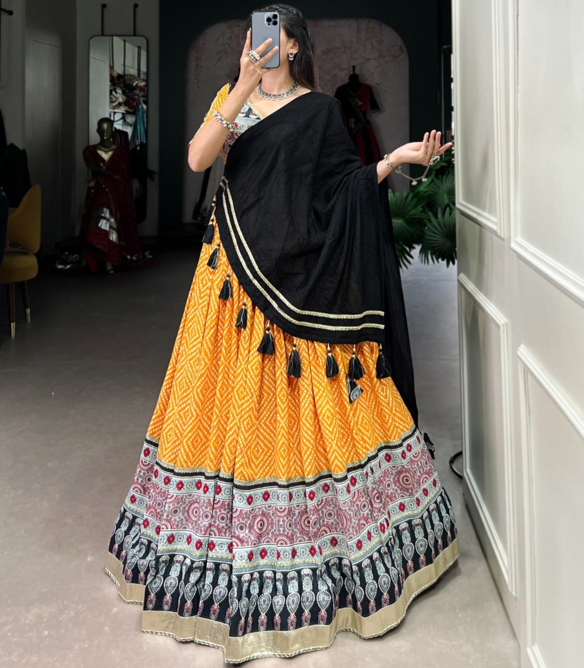YELLOW BANDHNI PRINT LEHENGA