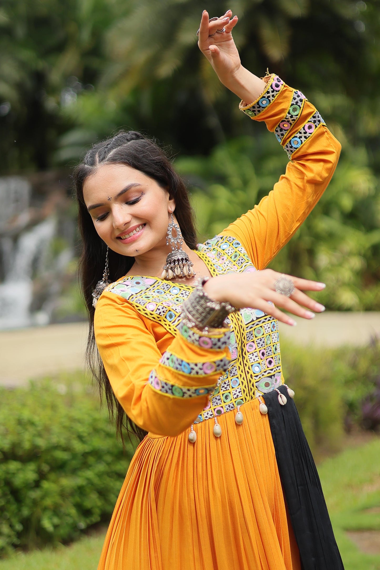 YELLOW COTTON NAVARATRI GOWN