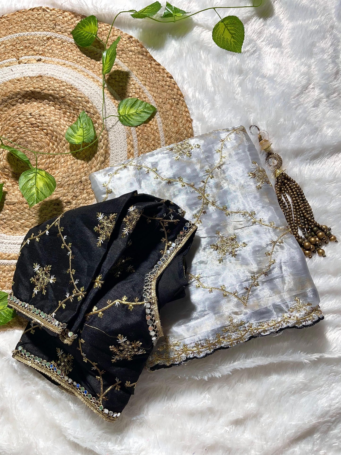 Embroidery & Sequnce Work Jimmy Chu Silk Saree