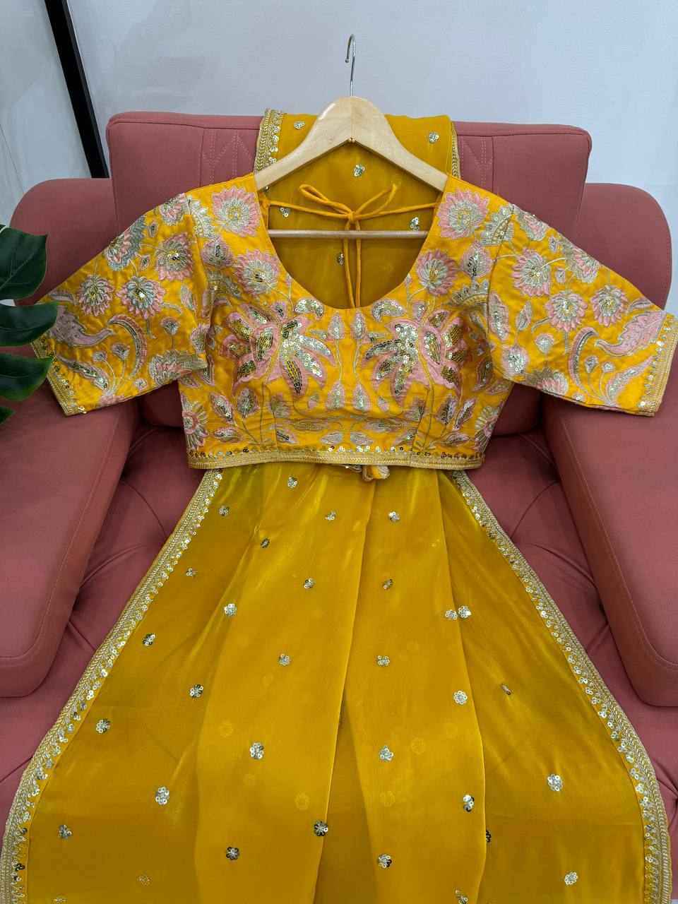 Musterd Jimmy Chu Sequnce Work Saree