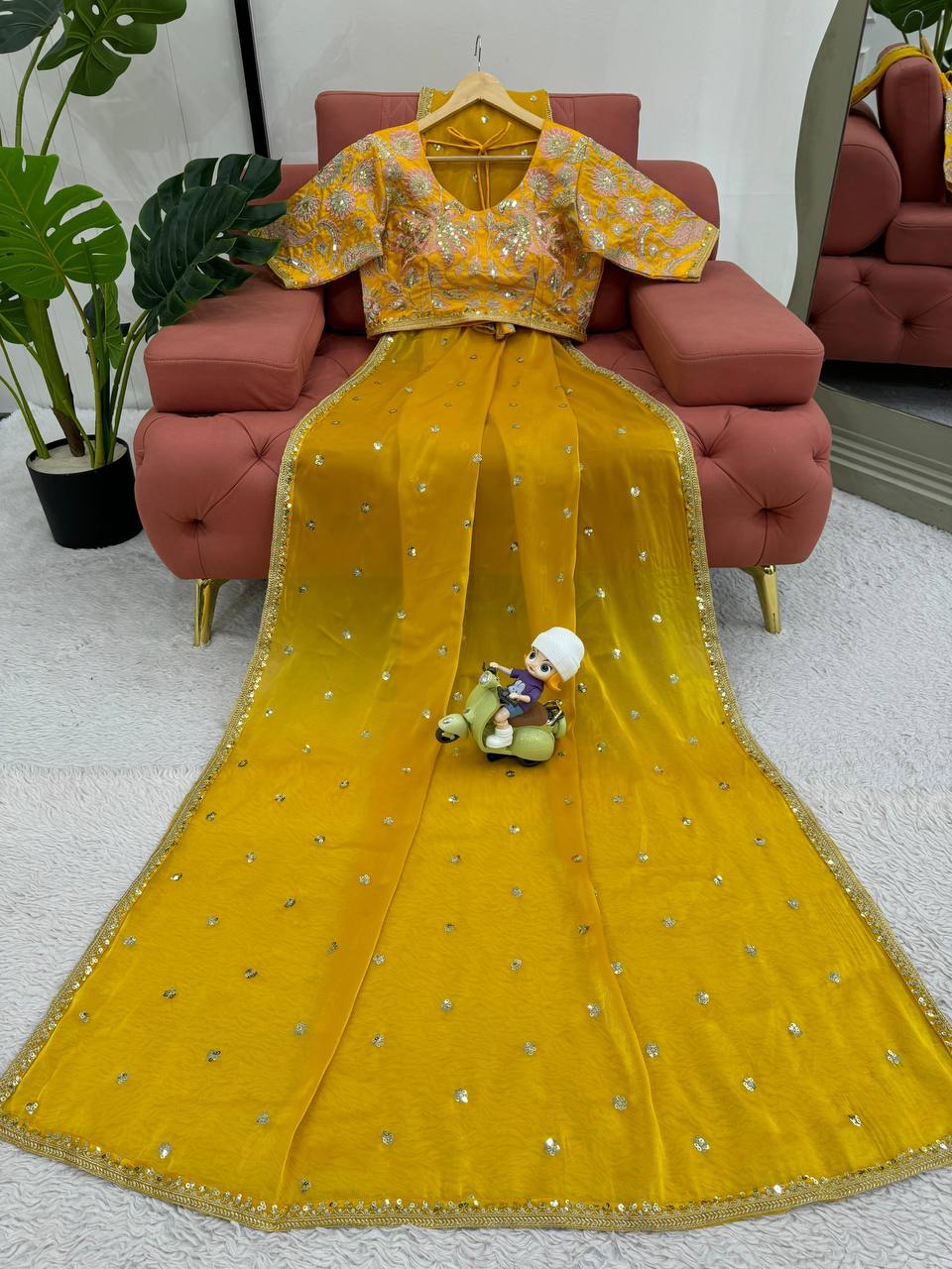 Musterd Jimmy Chu Sequnce Work Saree