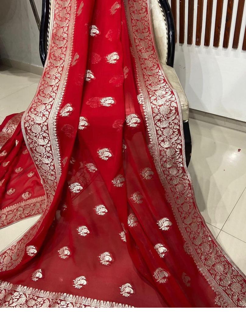 Pure Crepe Georgette Weaving Silk Saree