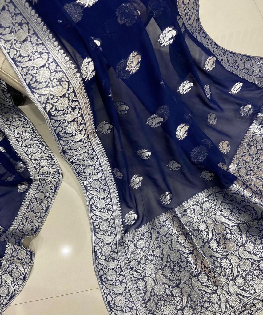 Pure Crepe Georgette Weaving Silk Saree