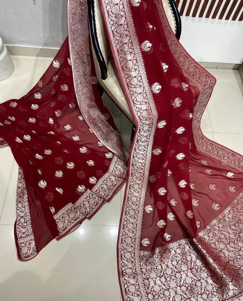 Pure Crepe Georgette Weaving Silk Saree