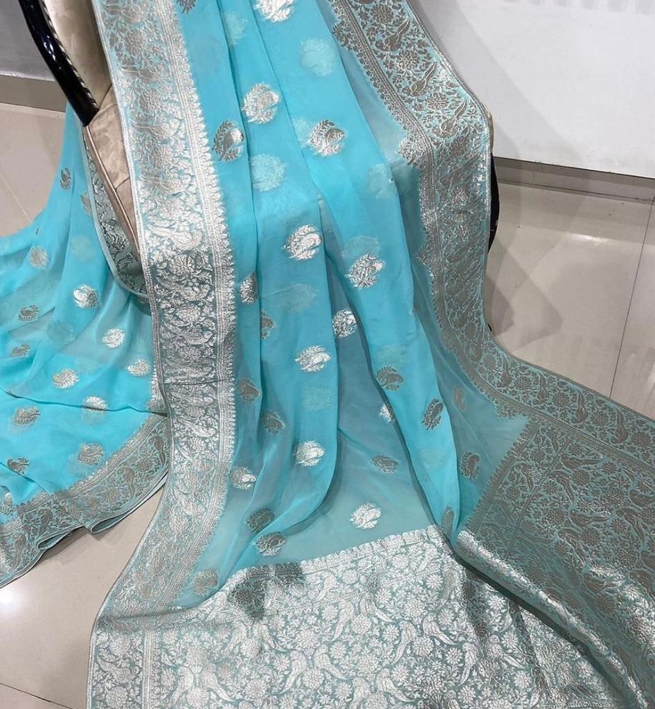Pure Crepe Georgette Weaving Silk Saree