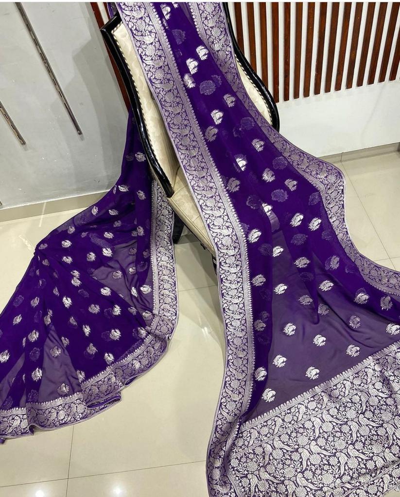 Pure Crepe Georgette Weaving Silk Saree