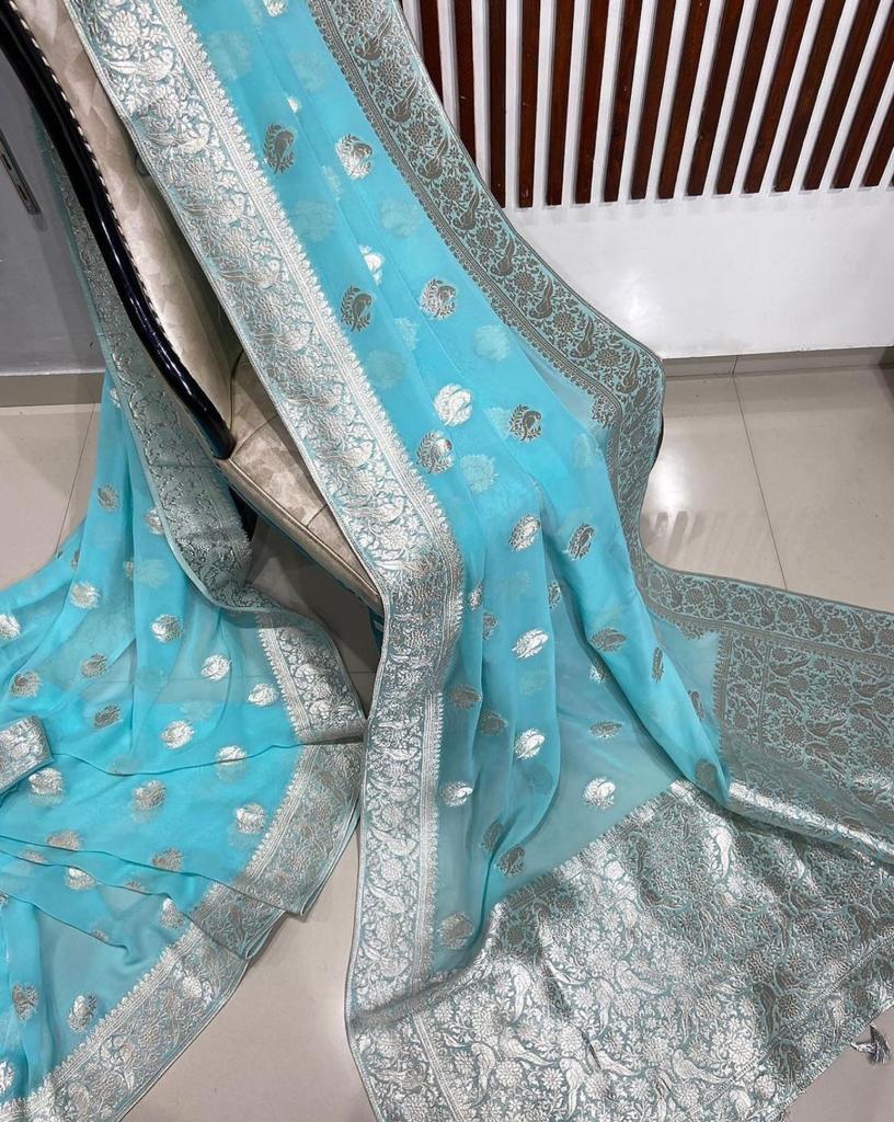 Pure Crepe Georgette Weaving Silk Saree