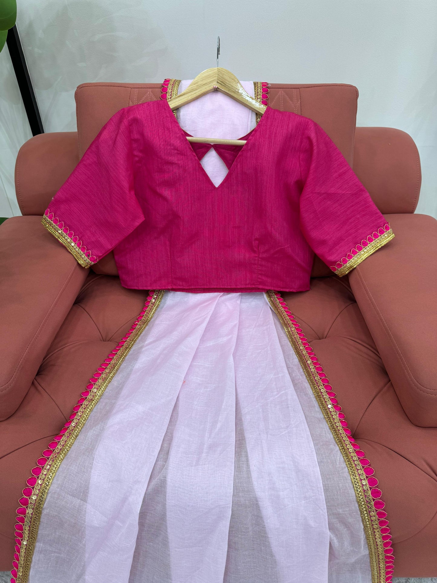 Baby Pink Mul Cotton Saree