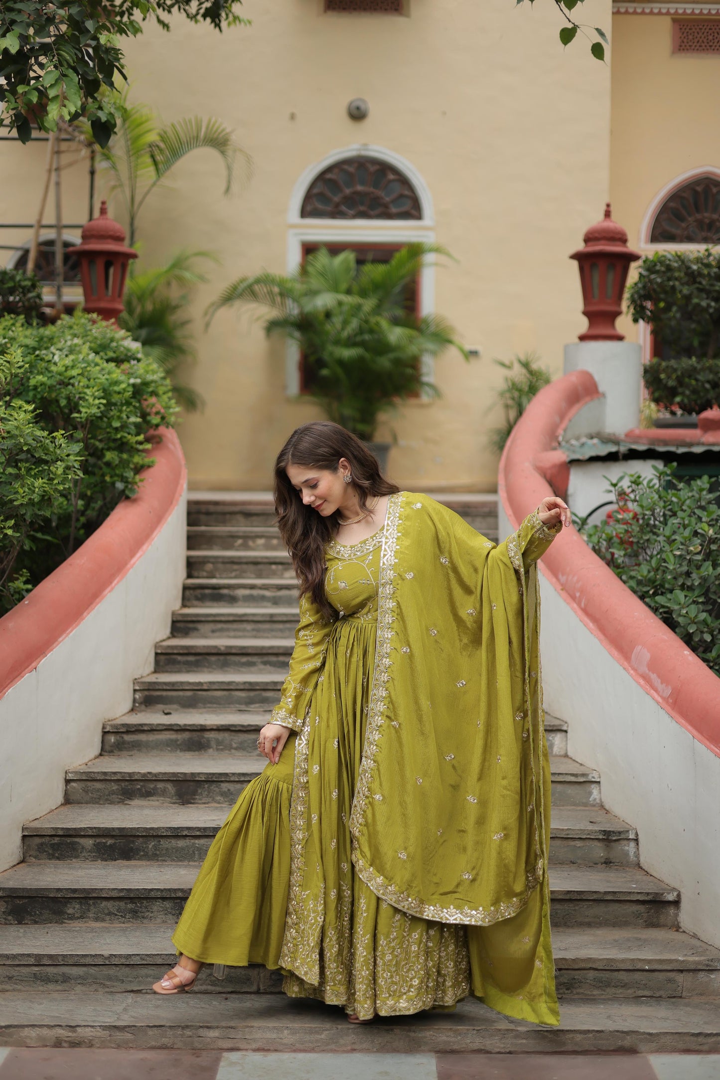 Chinon Rich Sequins Embroidered Work Sharara Suit
