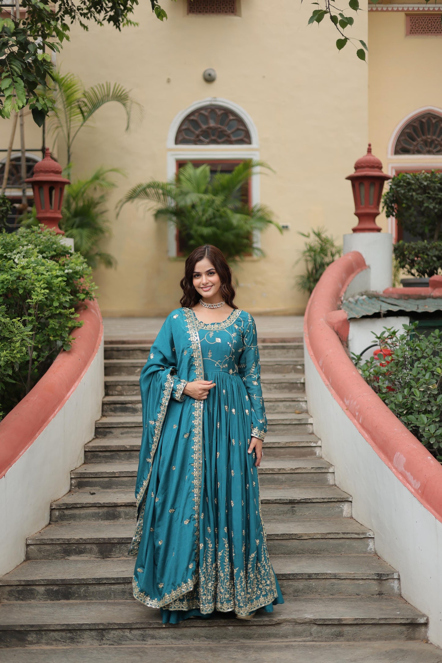Chinon Rich Sequins Embroidered Work Sharara Suit