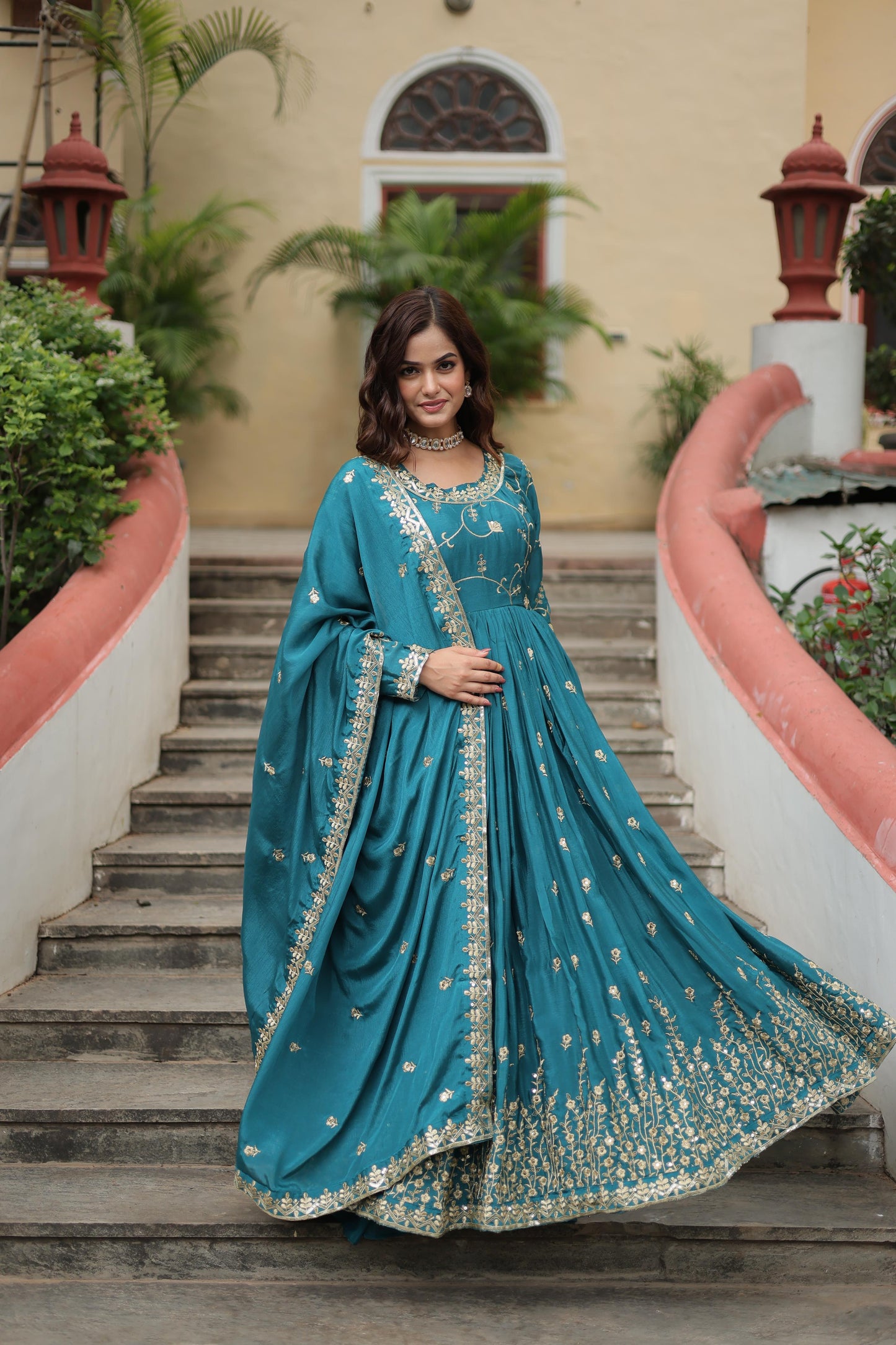 Chinon Rich Sequins Embroidered Work Sharara Suit