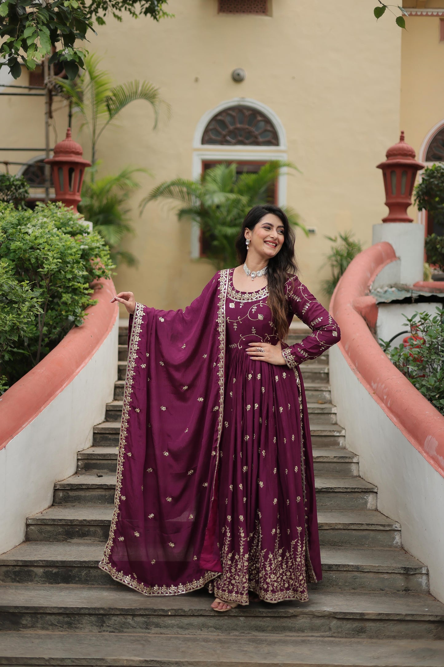 Chinon Rich Sequins Embroidered Work Sharara Suit