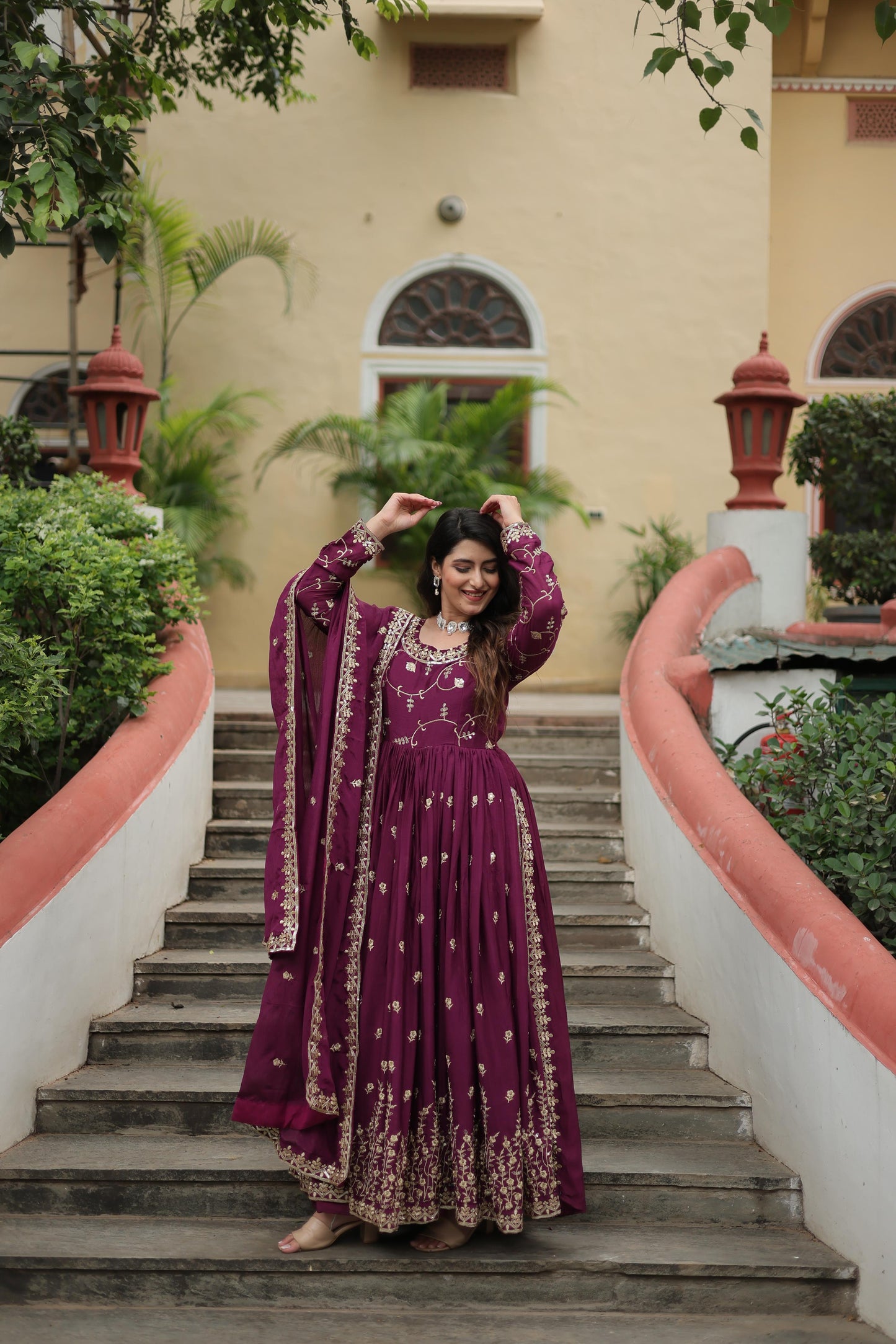 Chinon Rich Sequins Embroidered Work Sharara Suit