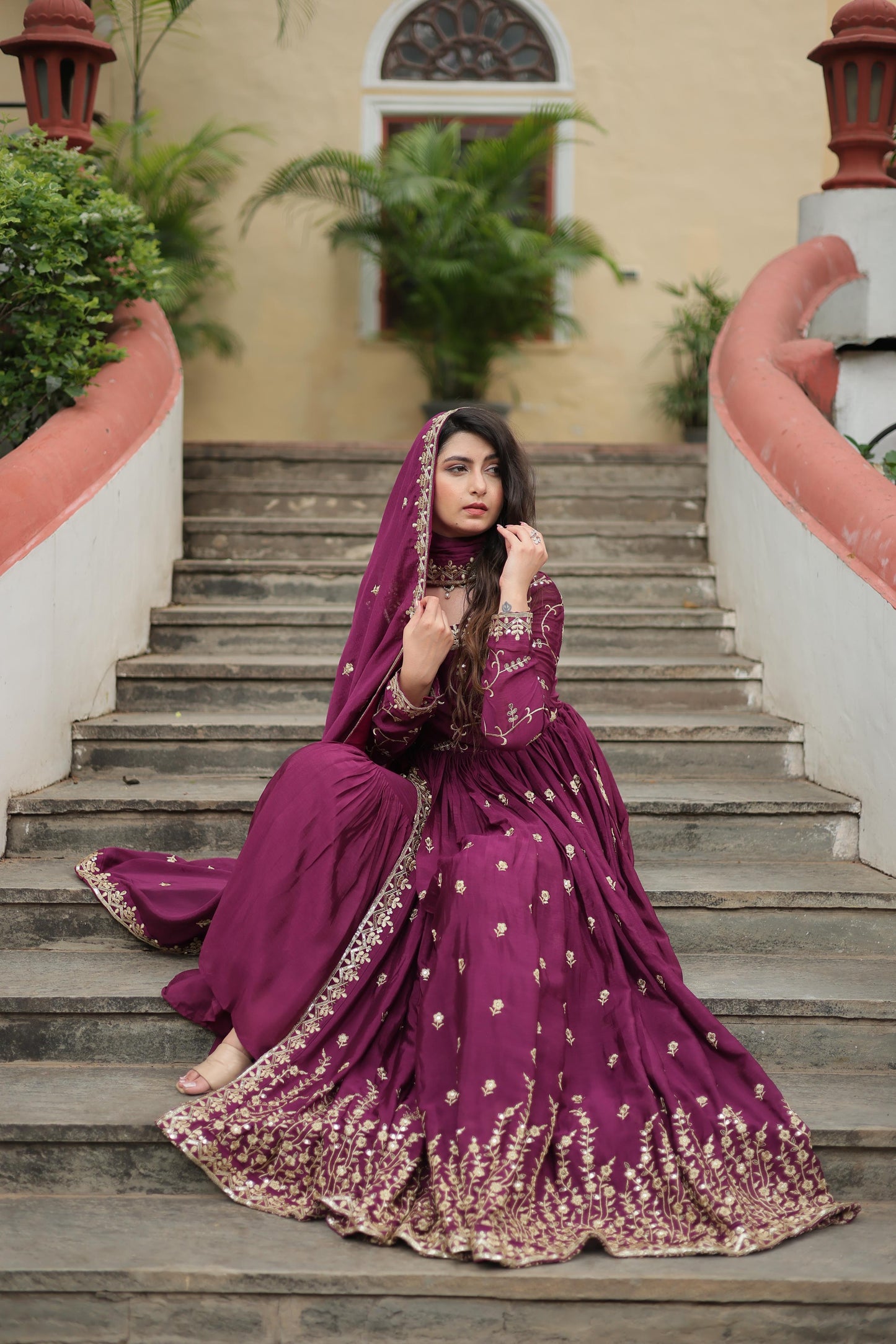 Chinon Rich Sequins Embroidered Work Sharara Suit