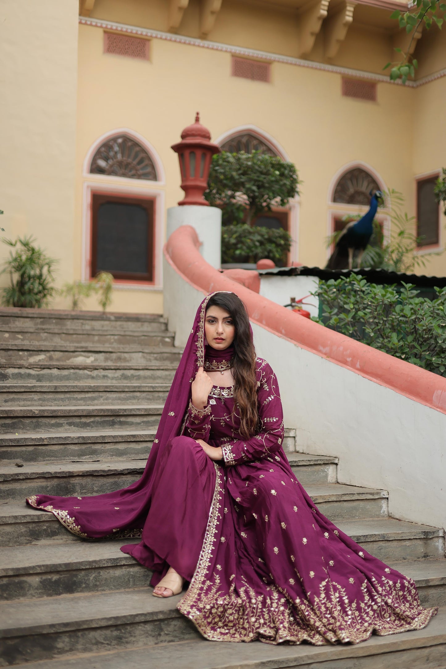 Chinon Rich Sequins Embroidered Work Sharara Suit