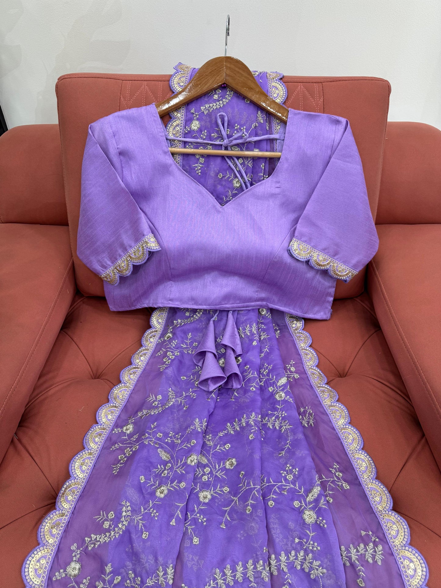 Lavender Heavy Tibby Silk With Coding Work Saree