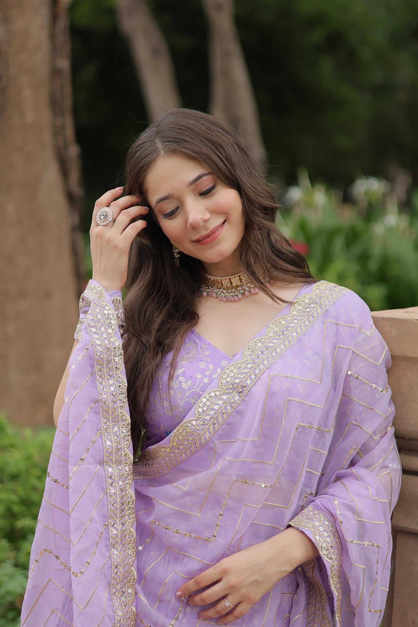 Golden Embroidered Sequins work With Viscose Jacquard Lehenga