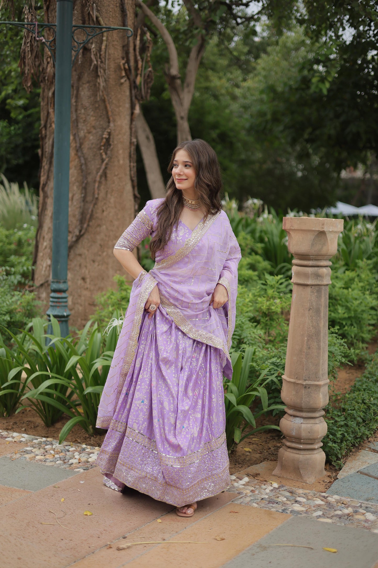Golden Embroidered Sequins work With Viscose Jacquard Lehenga