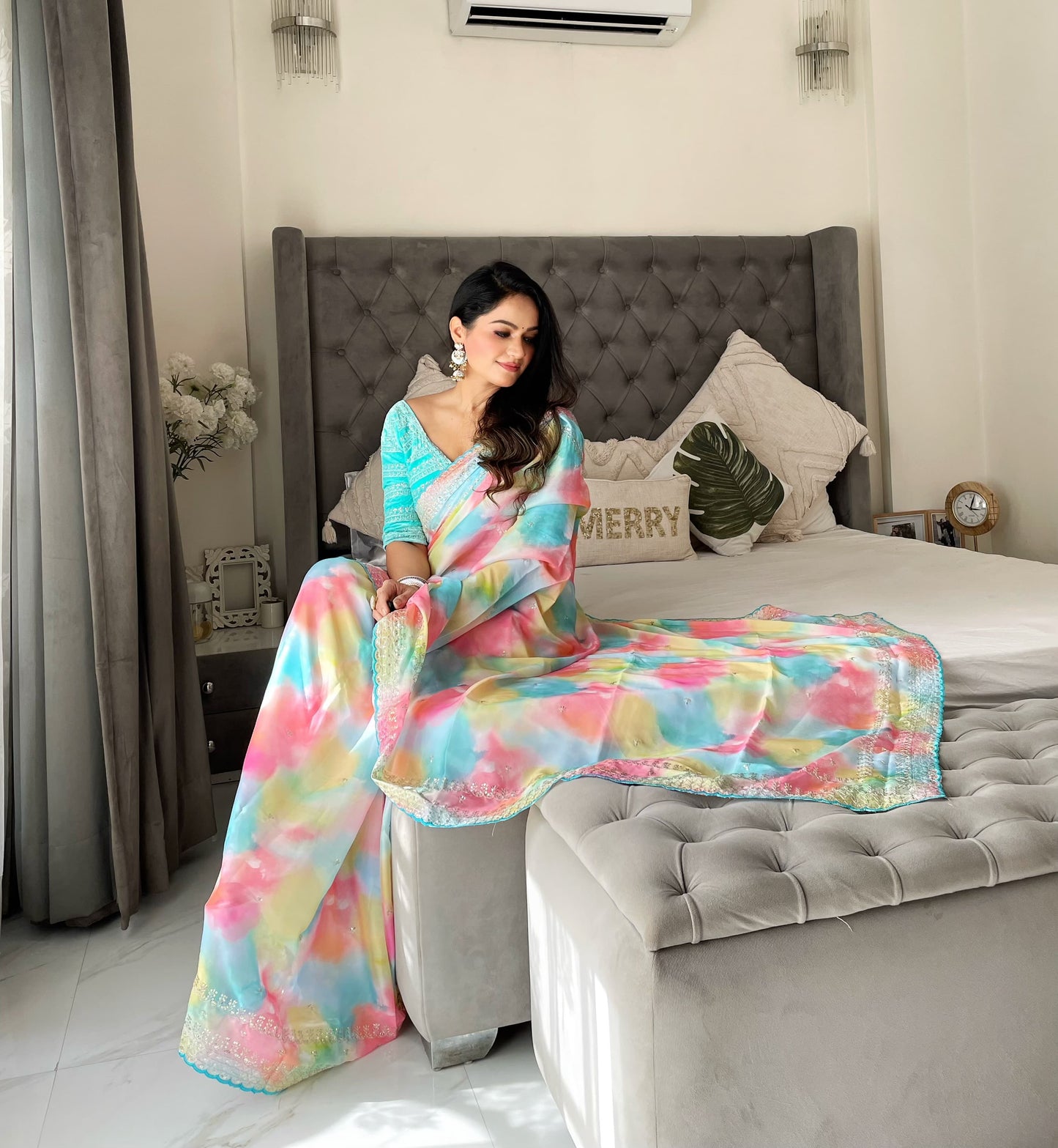 Pure Soft Rangoli Silk With Prism Print Saree