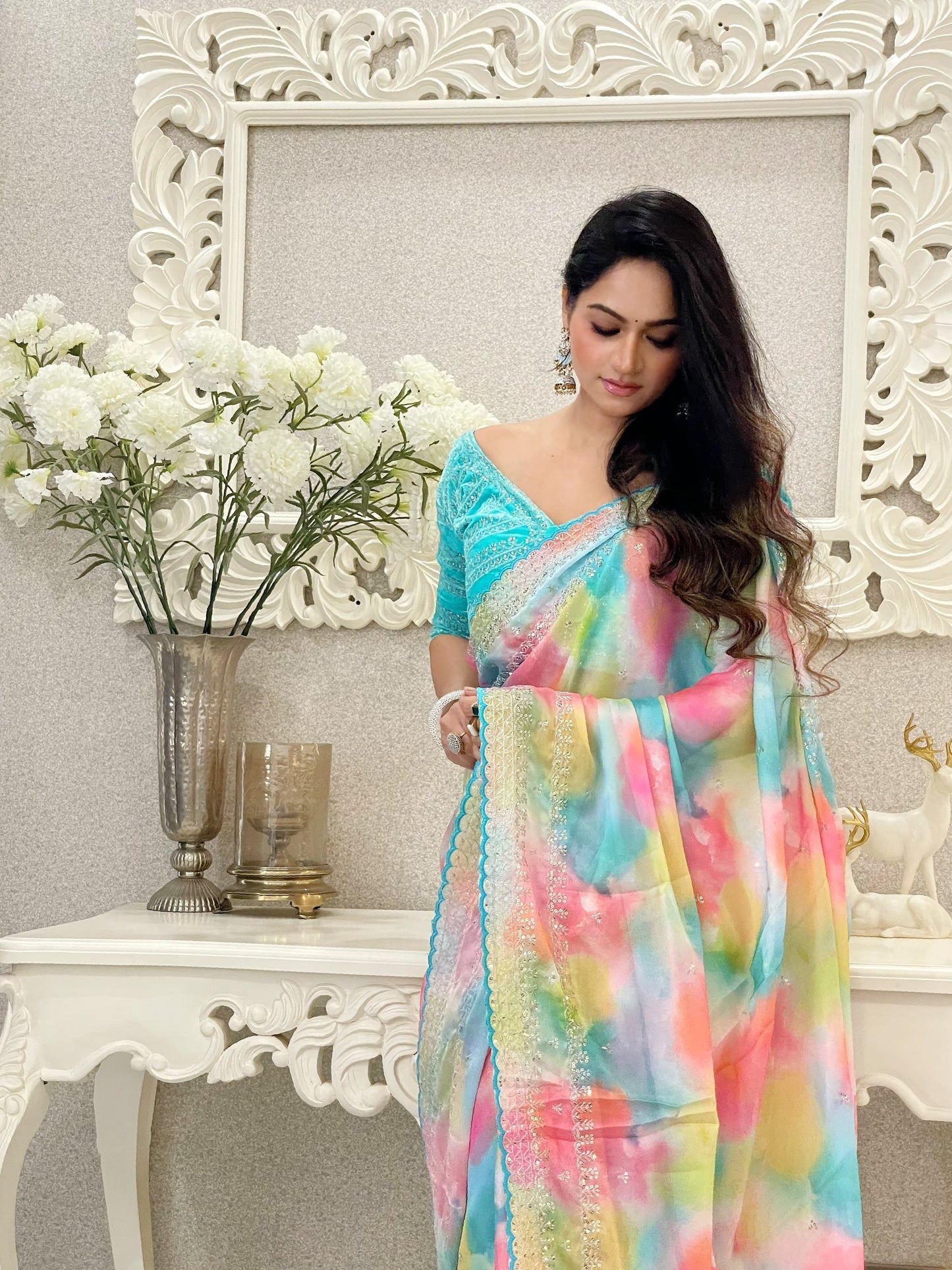 Pure Soft Rangoli Silk With Prism Print Saree