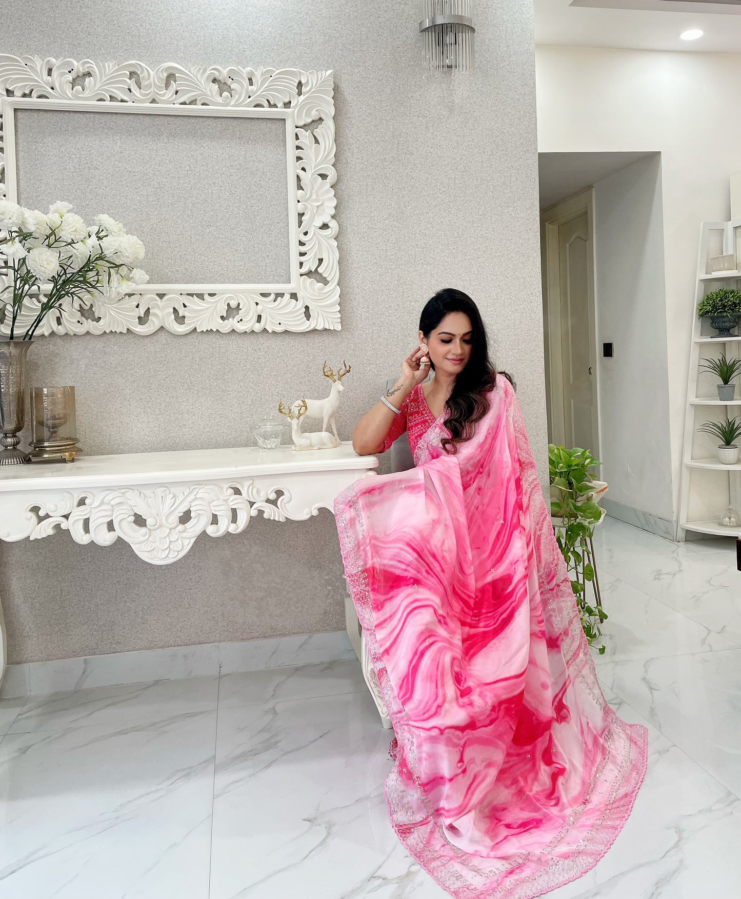 Pure Soft Rangoli Silk With Prism Print Saree