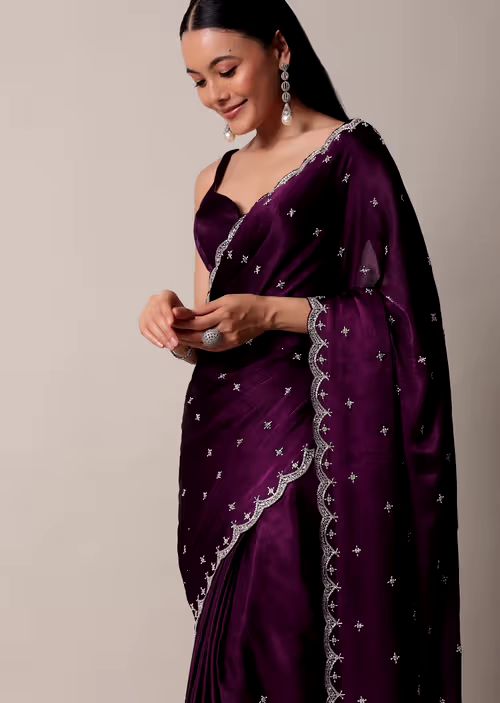 Wine Color Beautiful Blooming Rangoli Silk Saree