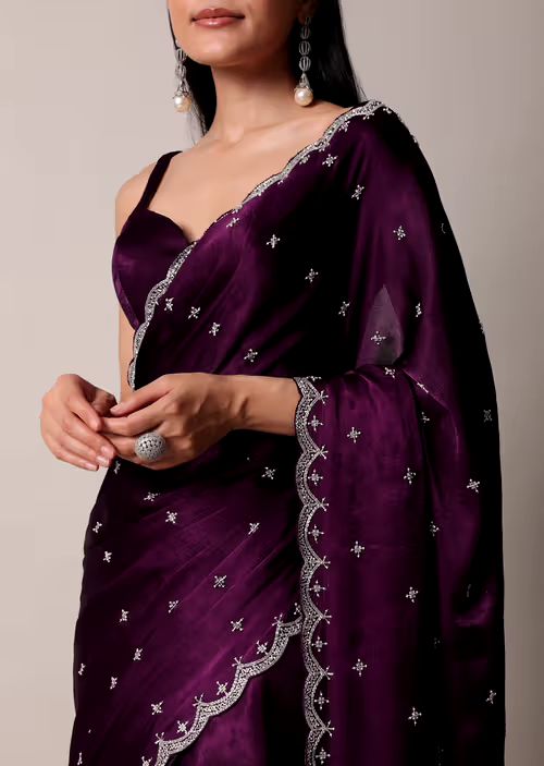 Wine Color Beautiful Blooming Rangoli Silk Saree
