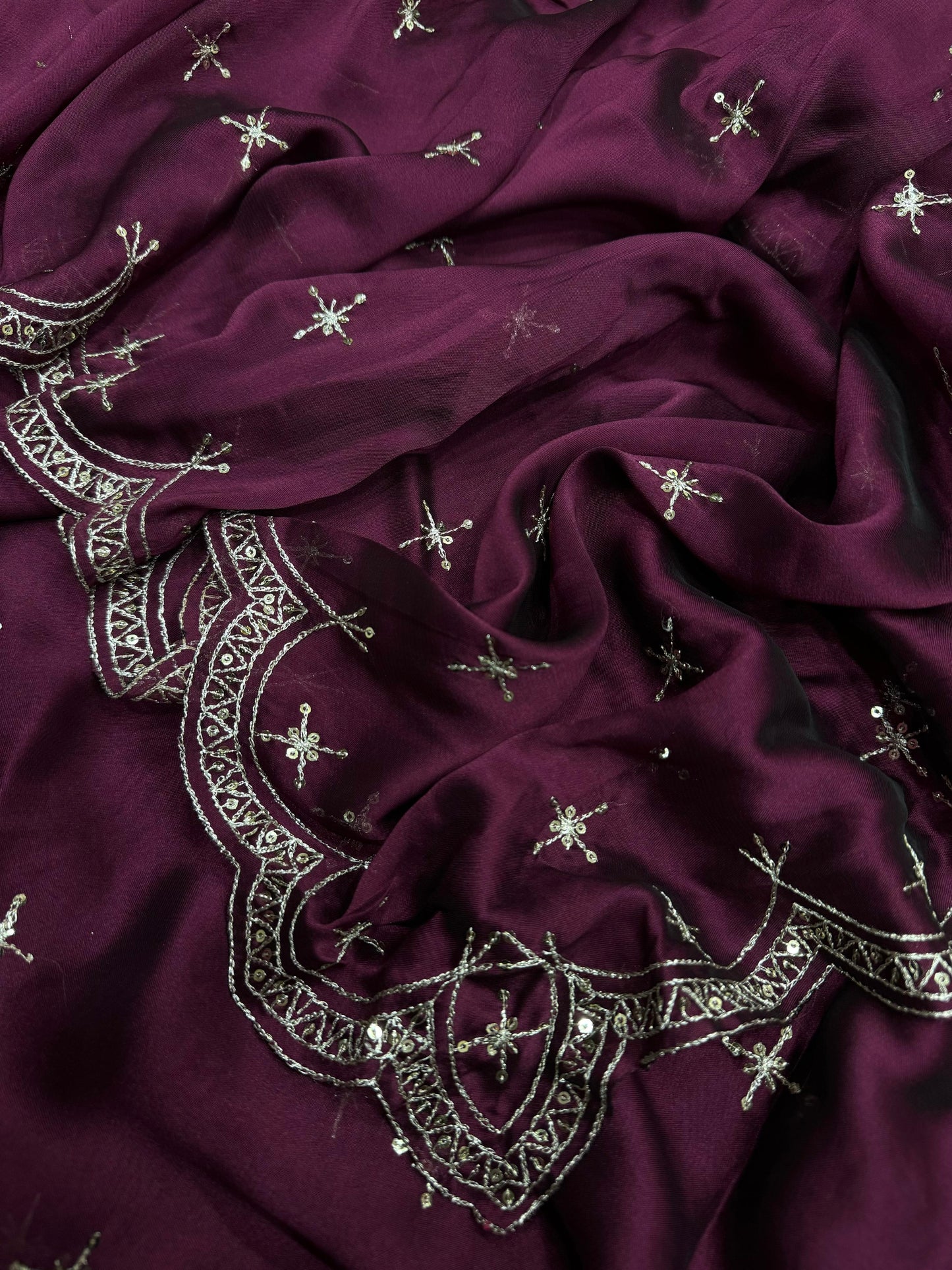 Wine Color Beautiful Blooming Rangoli Silk Saree