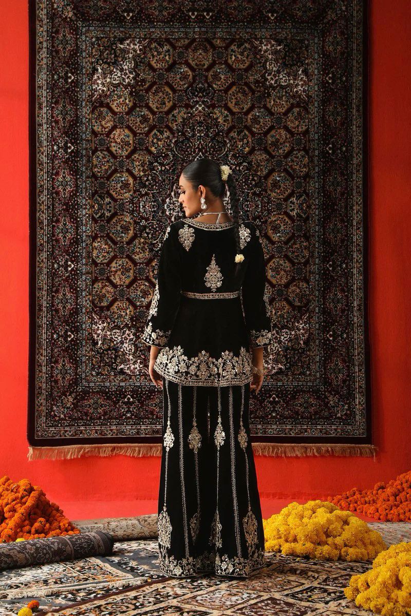 Black Velvet with Thread Embroidery Work 3pc Set