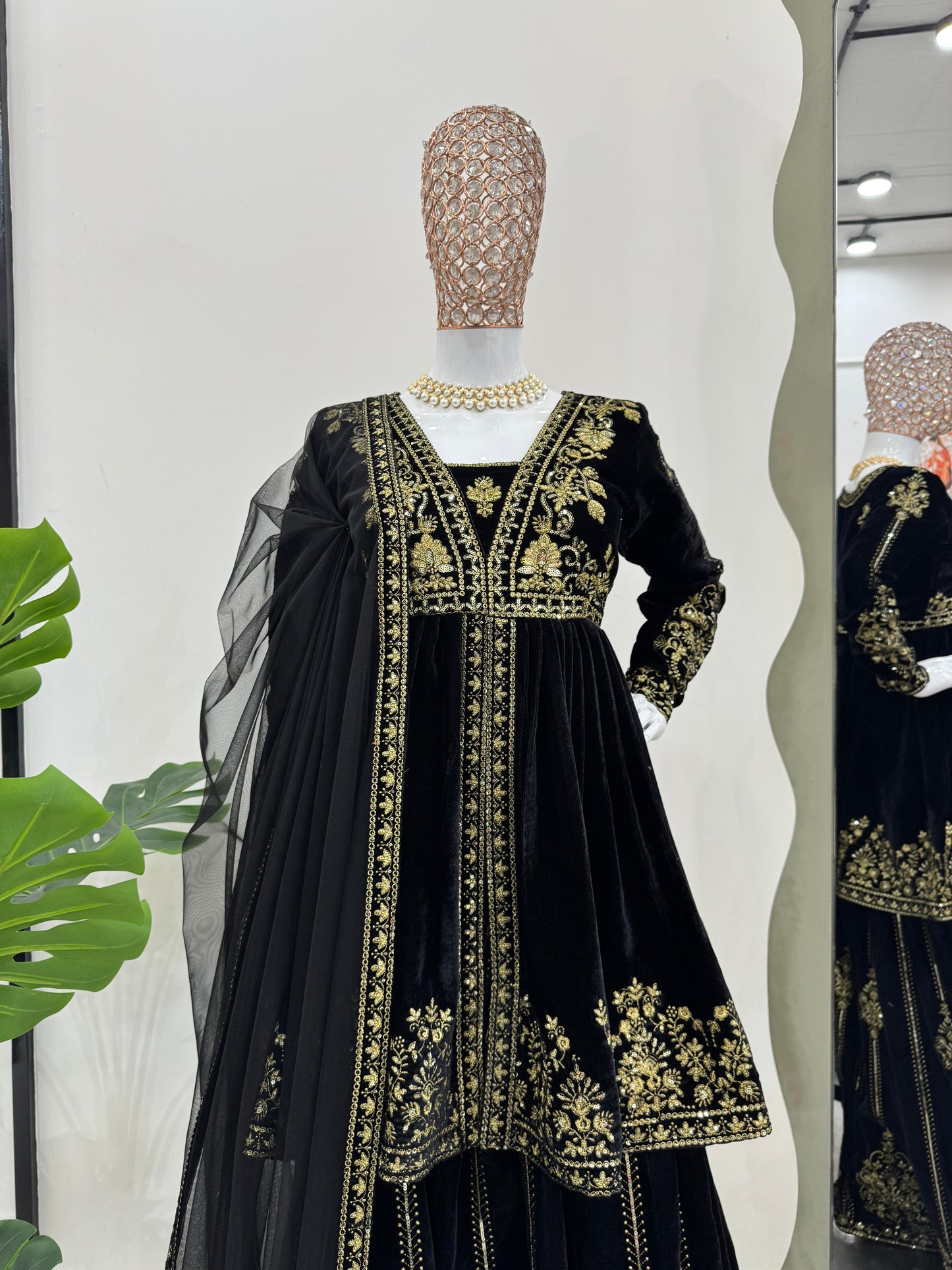 Black Velvet with Thread Embroidery Work 3pc Set