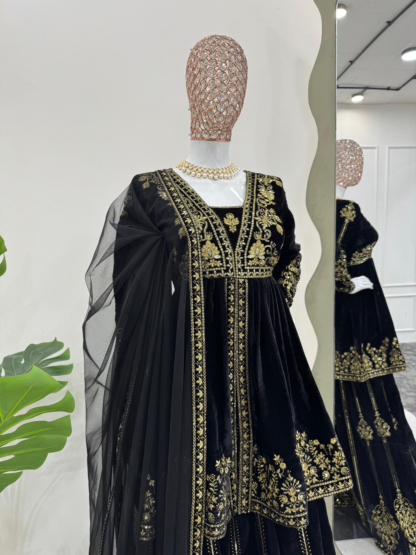 Black Velvet with Thread Embroidery Work 3pc Set
