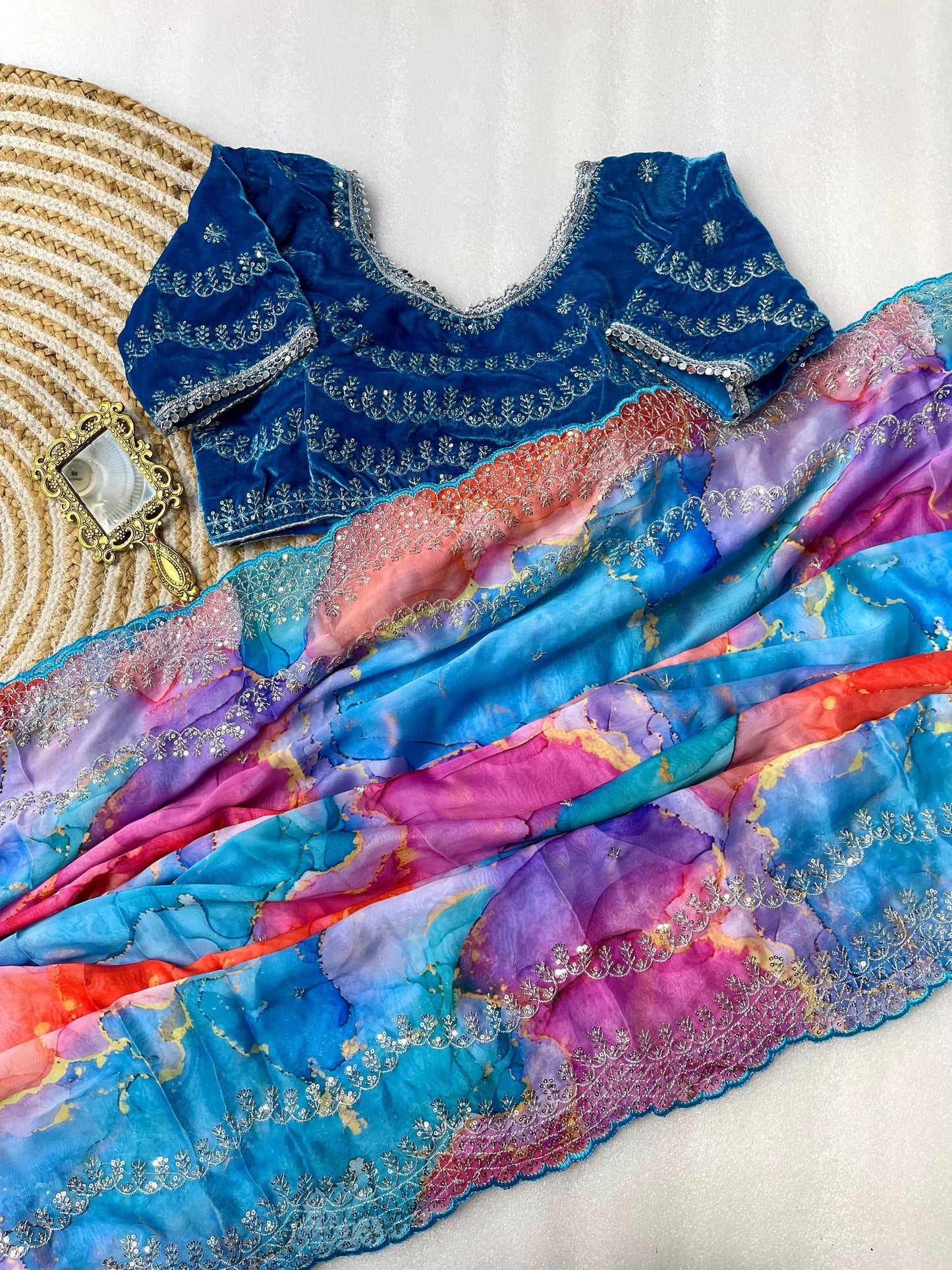 Pure Soft Rangoli Silk With Prism prints Saree