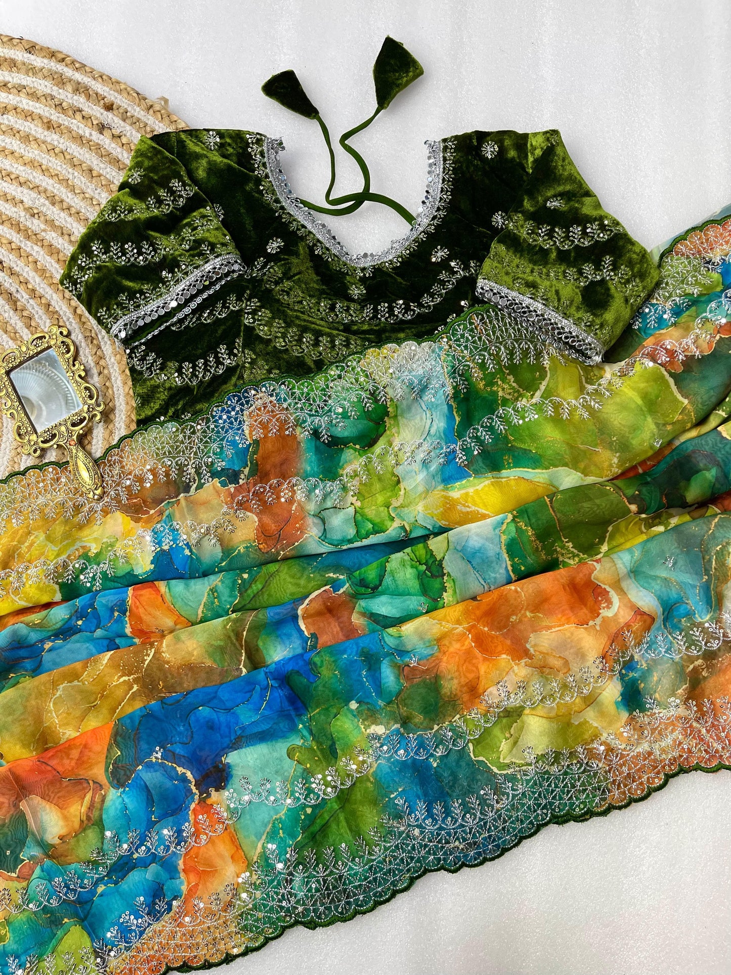 Pure Soft Rangoli Silk With Prism prints Saree