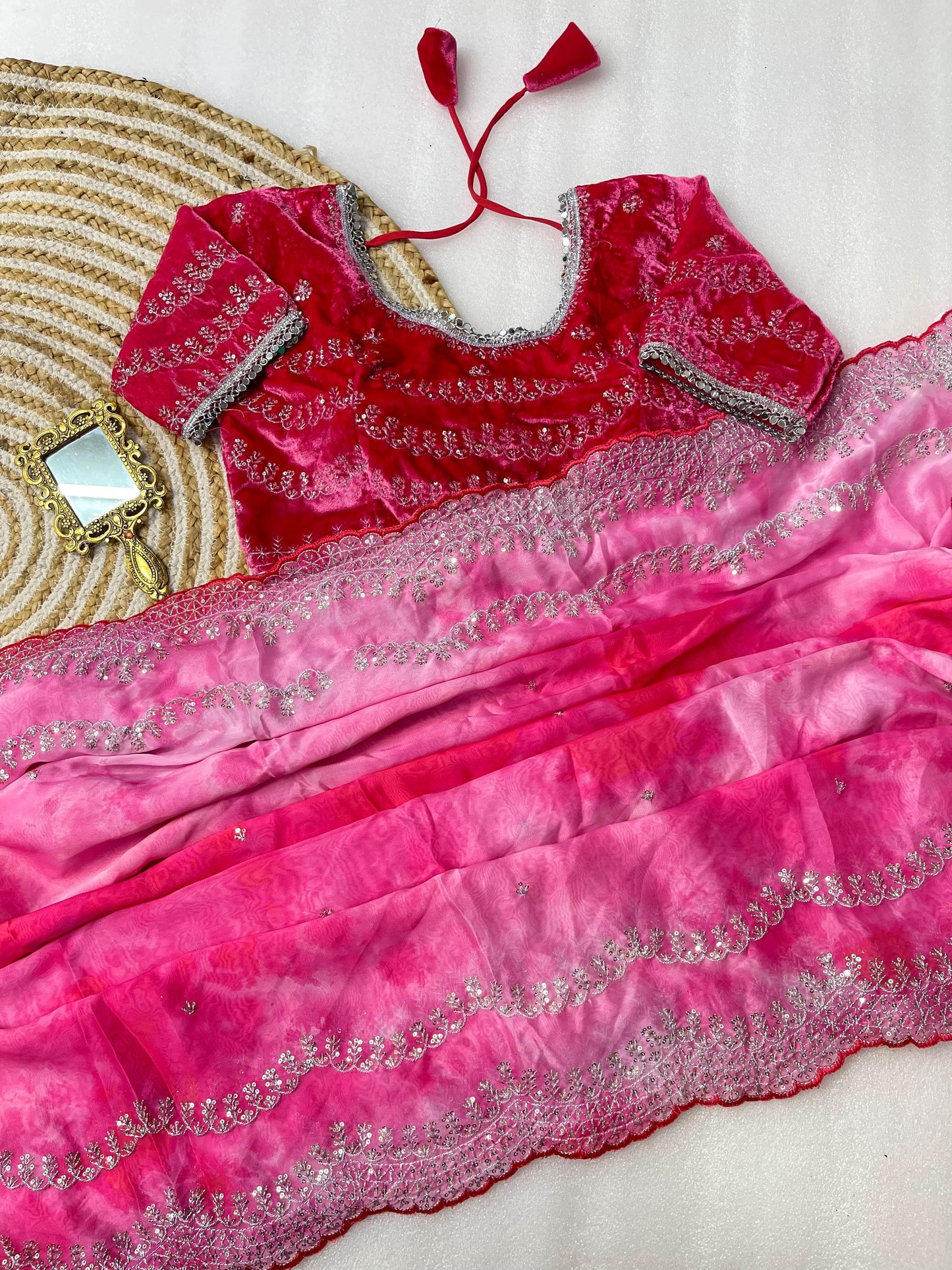 Pure Soft Rangoli Silk With Prism prints Saree