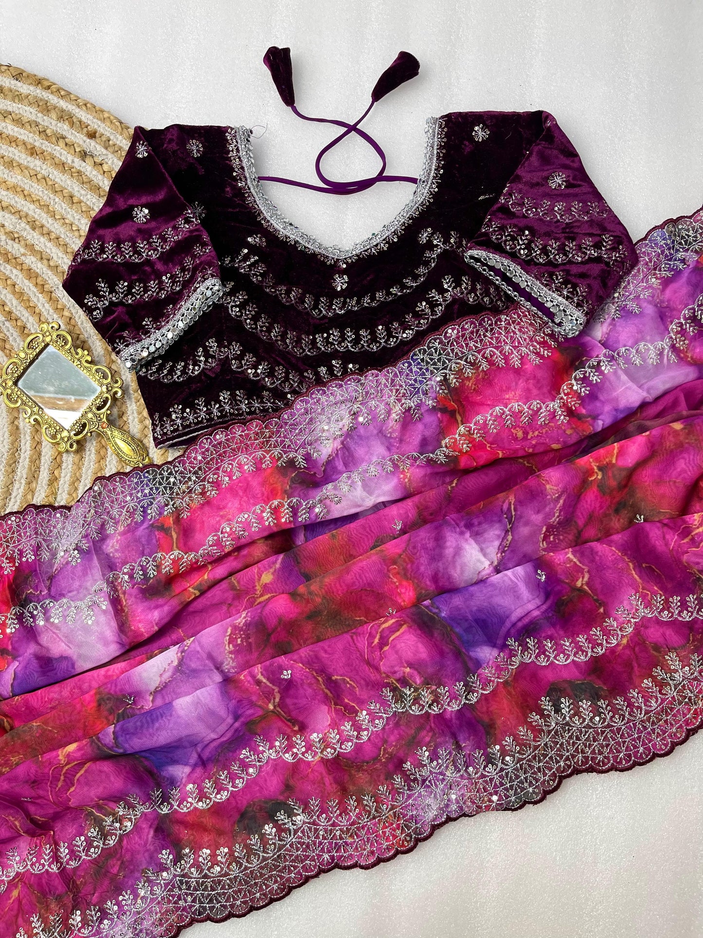 Pure Soft Rangoli Silk With Prism prints Saree