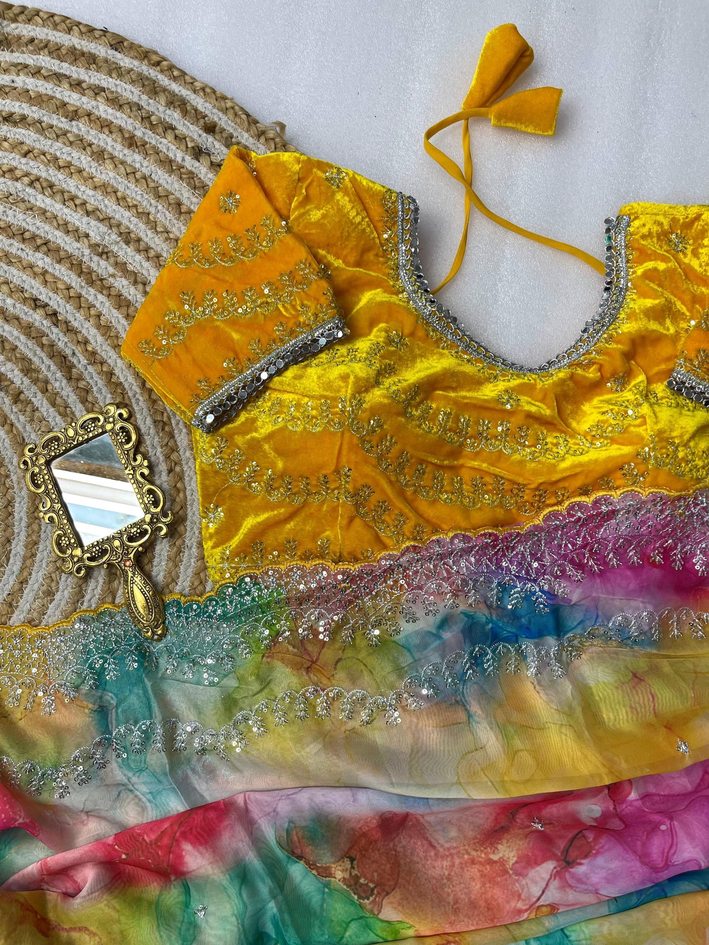 Pure Soft Rangoli Silk With Prism prints Saree