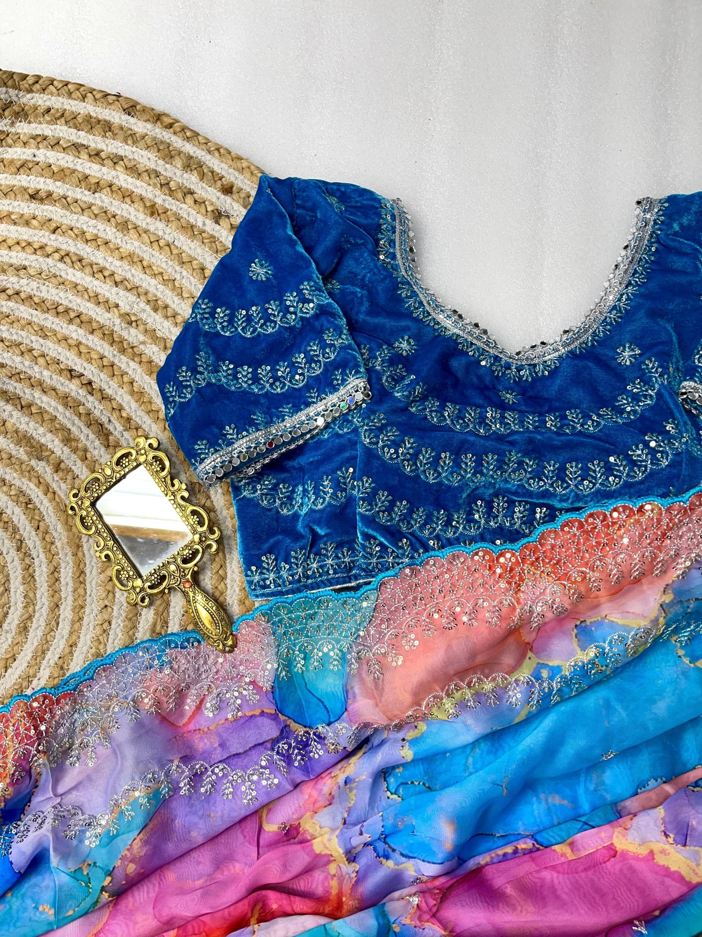 Pure Soft Rangoli Silk With Prism prints Saree