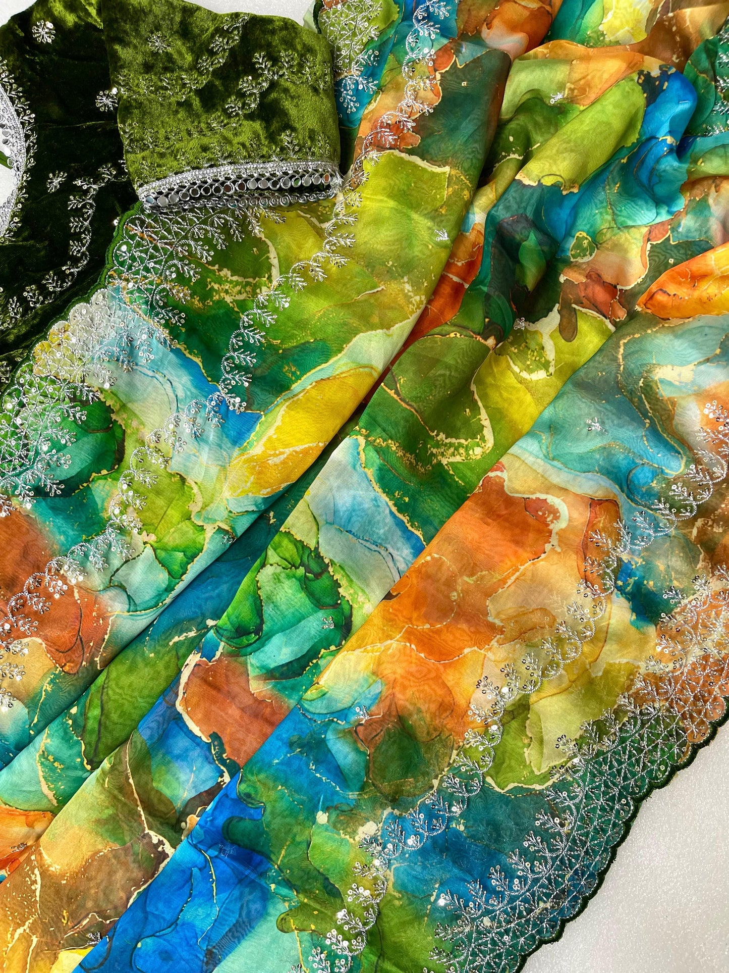 Pure Soft Rangoli Silk With Prism prints Saree
