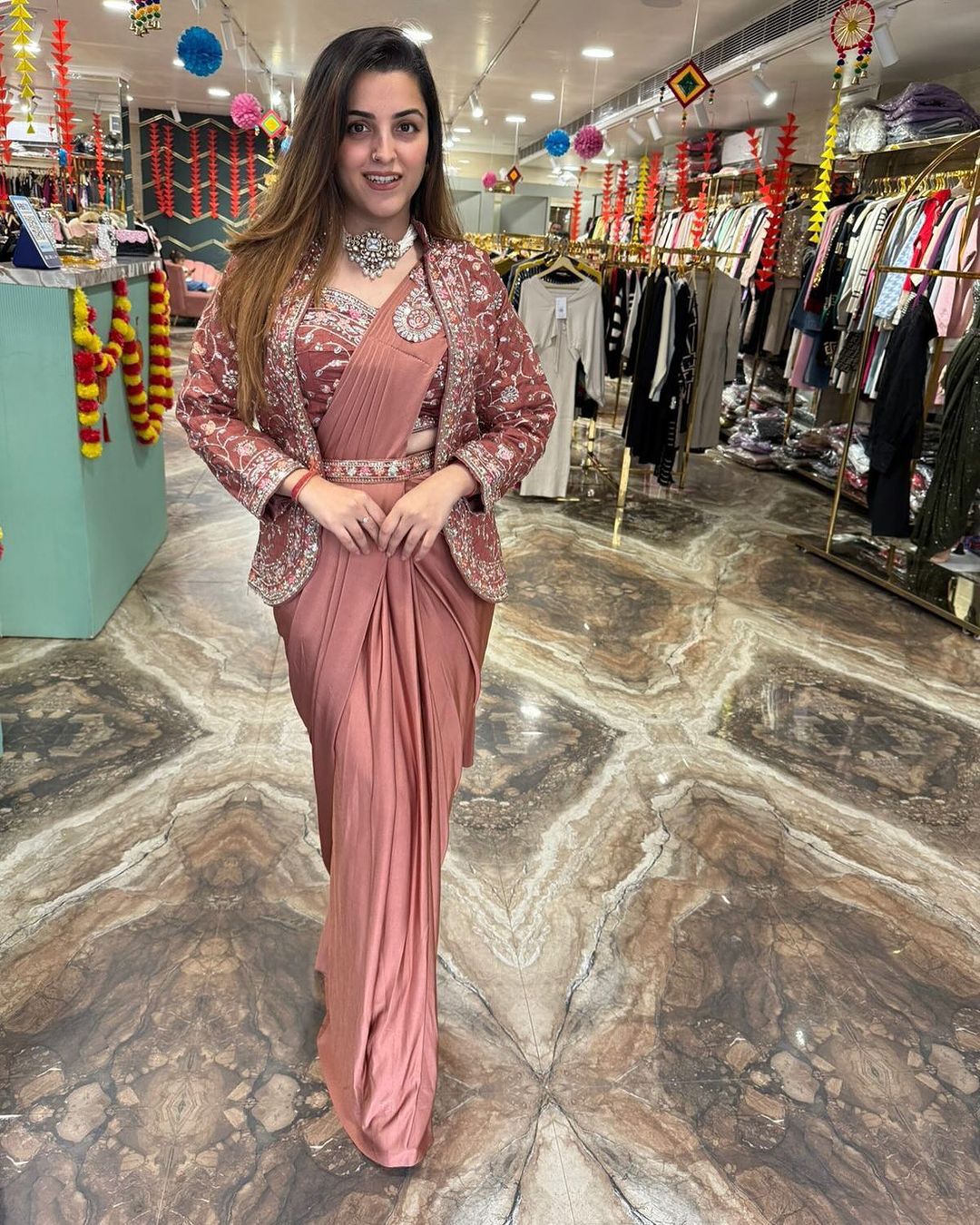 Heavy Satin Embroidery Work Saree