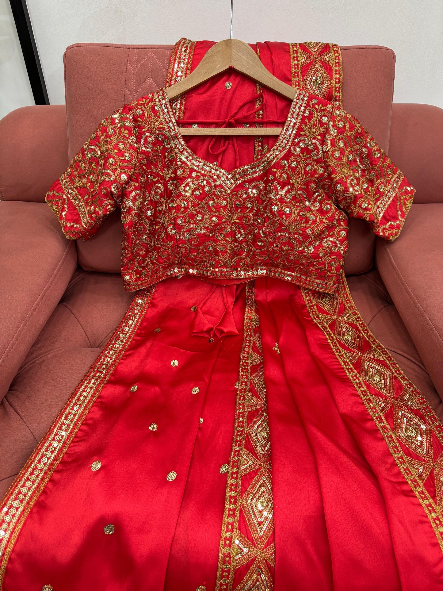 Beautiful Red Japan Satin Silk Saree With Dupatta