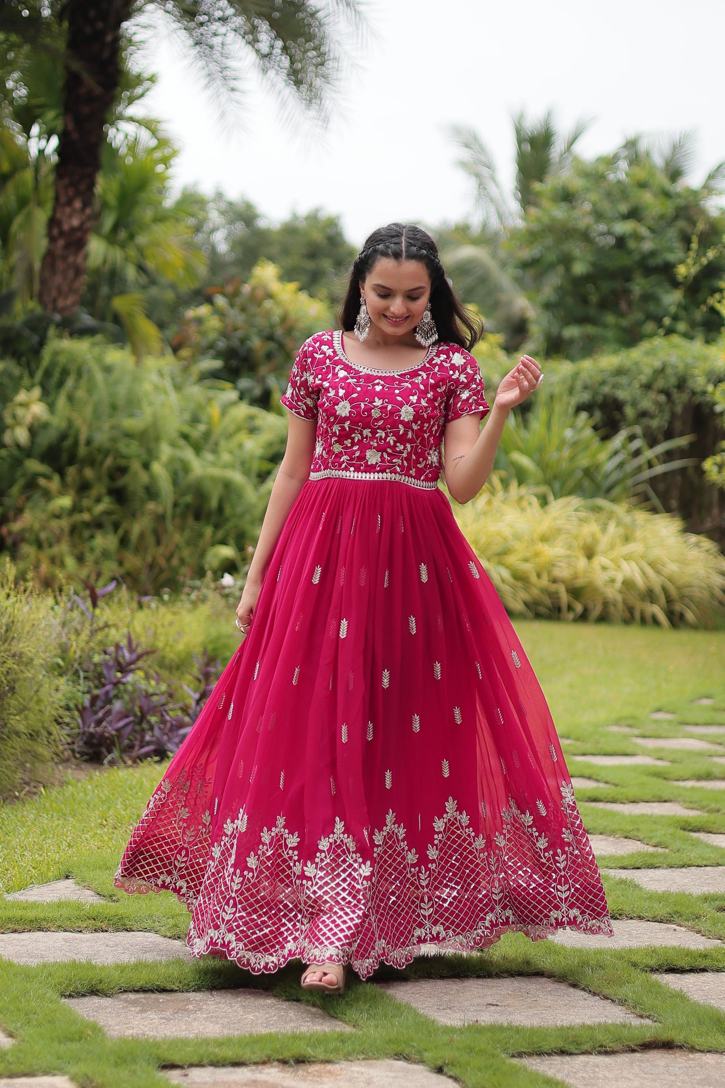 Beautiful Faux Blooming With Zari Sequins-work Gown