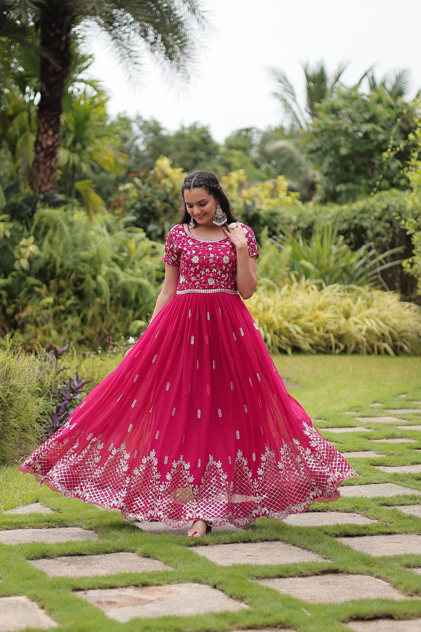 Beautiful Faux Blooming With Zari Sequins-work Gown