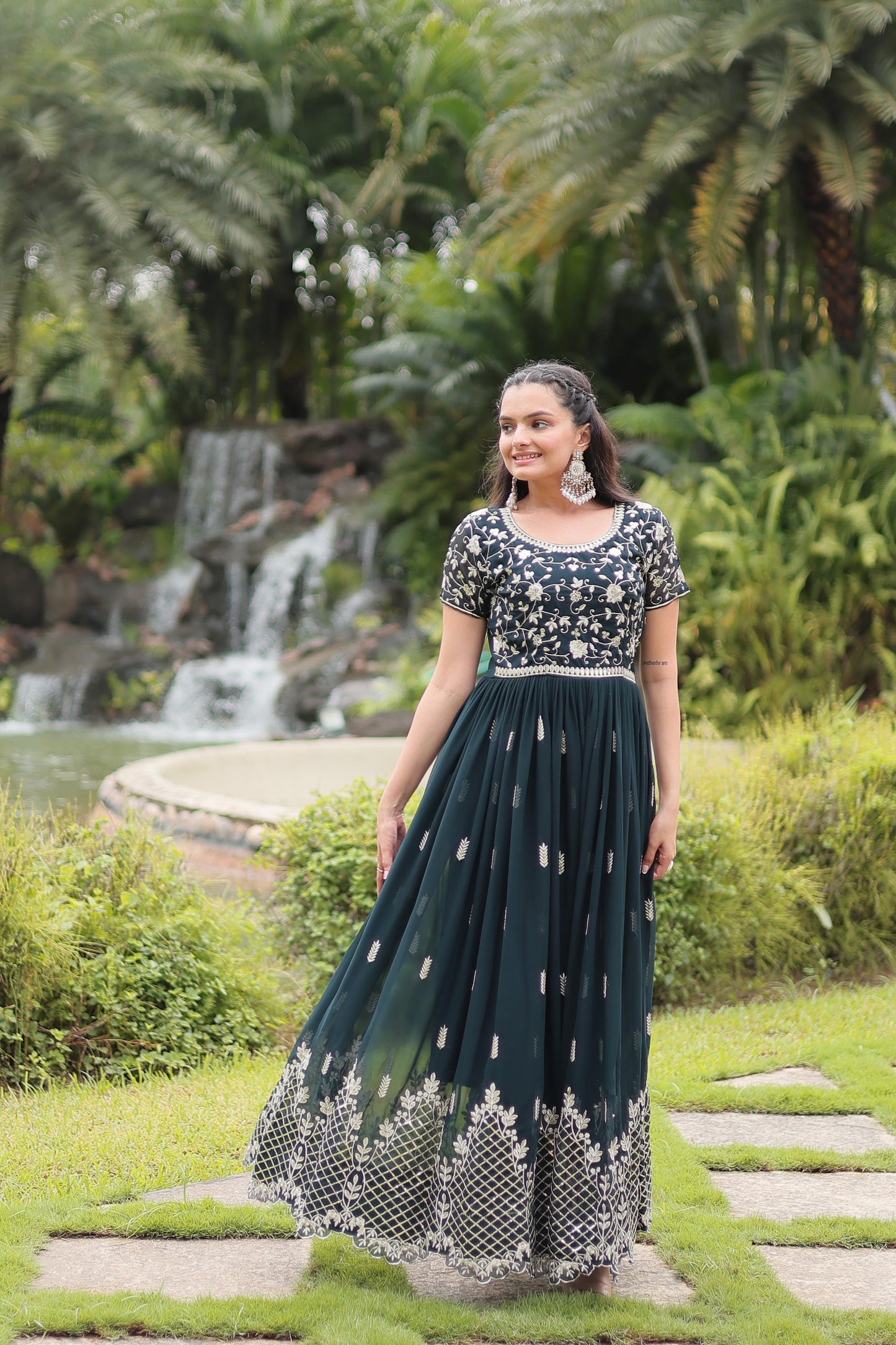 Beautiful Faux Blooming With Zari Sequins-work Gown