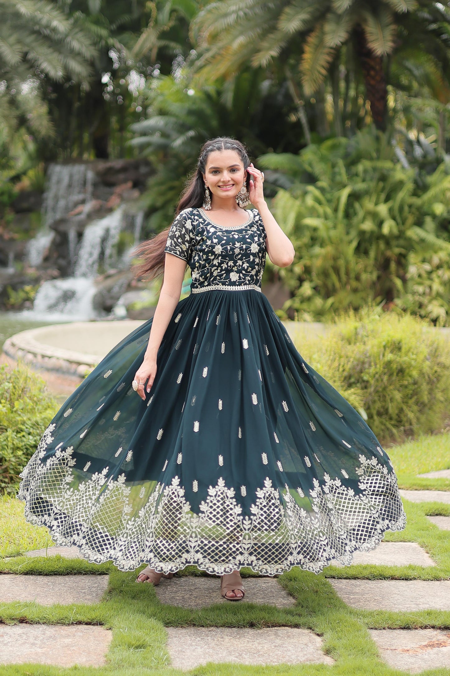 Beautiful Faux Blooming With Zari Sequins-work Gown