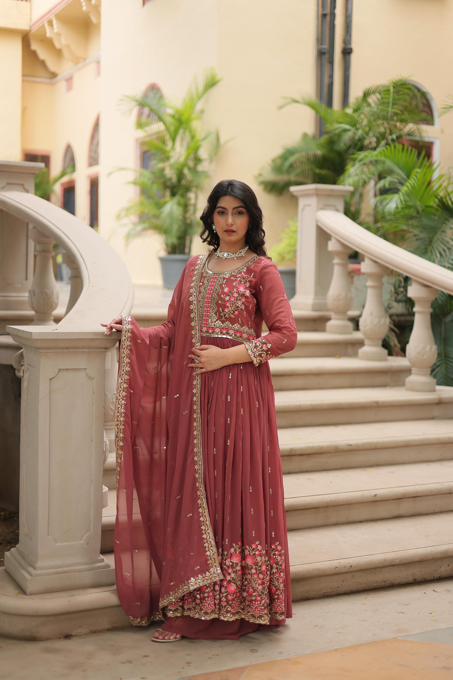 Light Purple Georgette with Rich Sequins Embroidered work